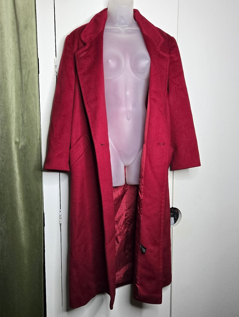 100% Wool Women's Coat in Bright Red